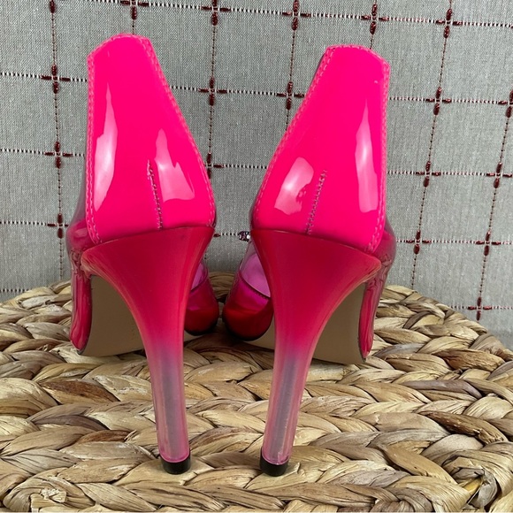 Good American 'CINDER-F*CKING-RELLA' Clear PUMP Size 5 Hot Pink New Stiletto - Picture 7 of 10